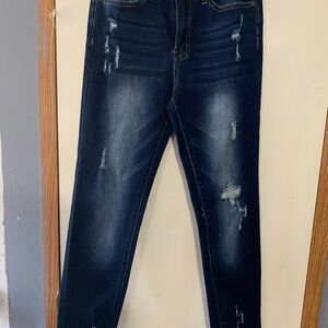 Umgee Dark Blue Distressed Skinny Jeans
